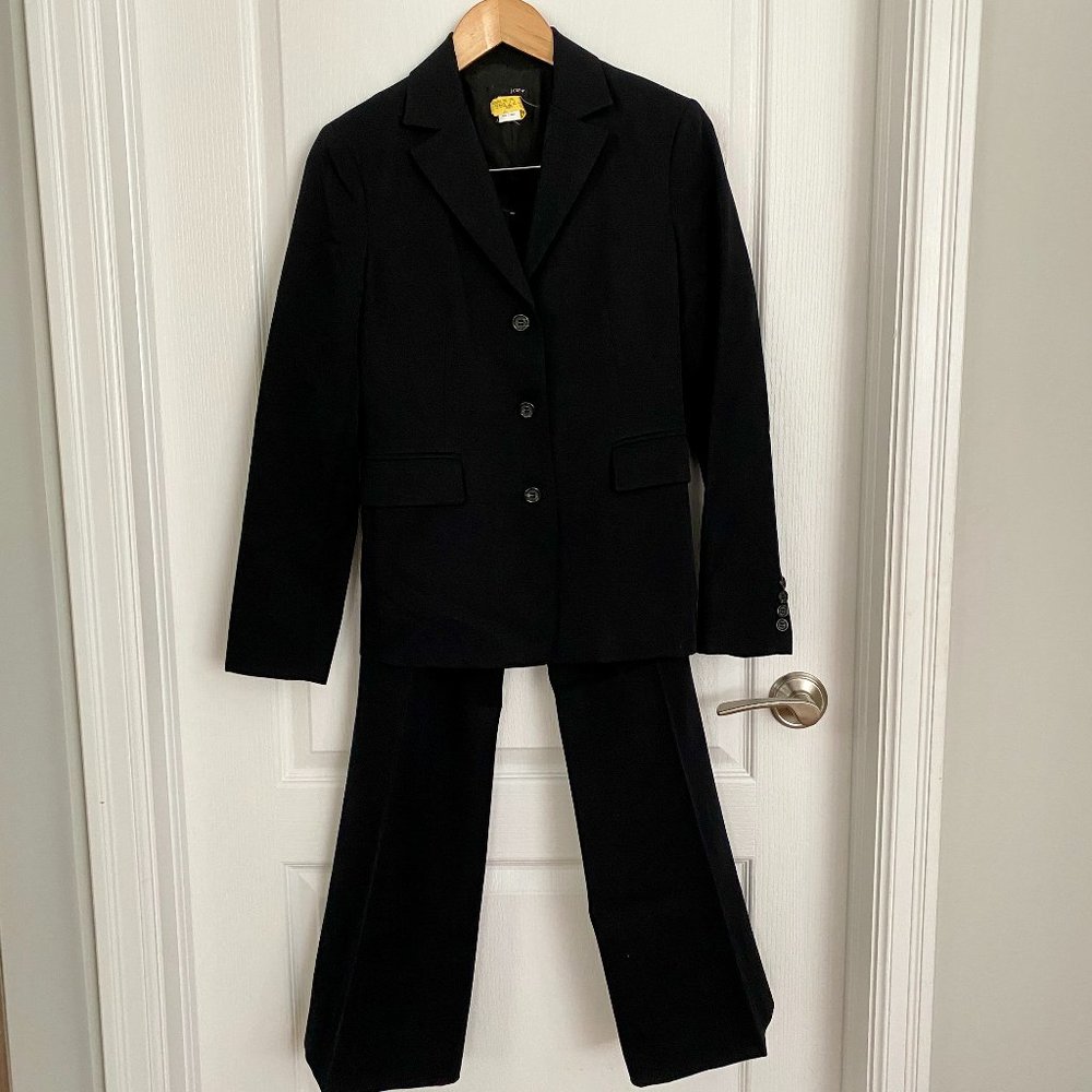 J. Crew 100% Wool Suit Black Blazer and Trousers Size 4